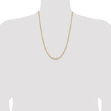 14K Yellow Gold 26 inch 3mm Semi-Solid Diamond-cut Open Link Cable with Lobster Clasp Chain BC189