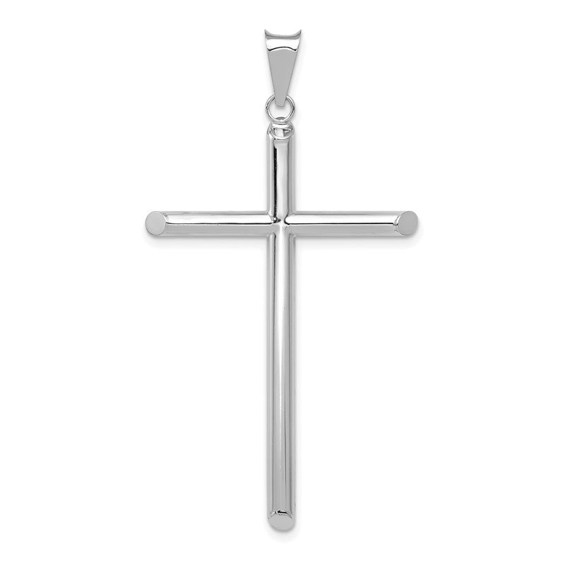 14k White Gold Polished Tube Cross Pendant K6202