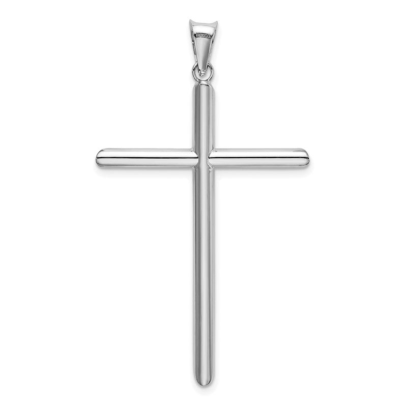 14k White Gold Polished Tube Cross Pendant K6202