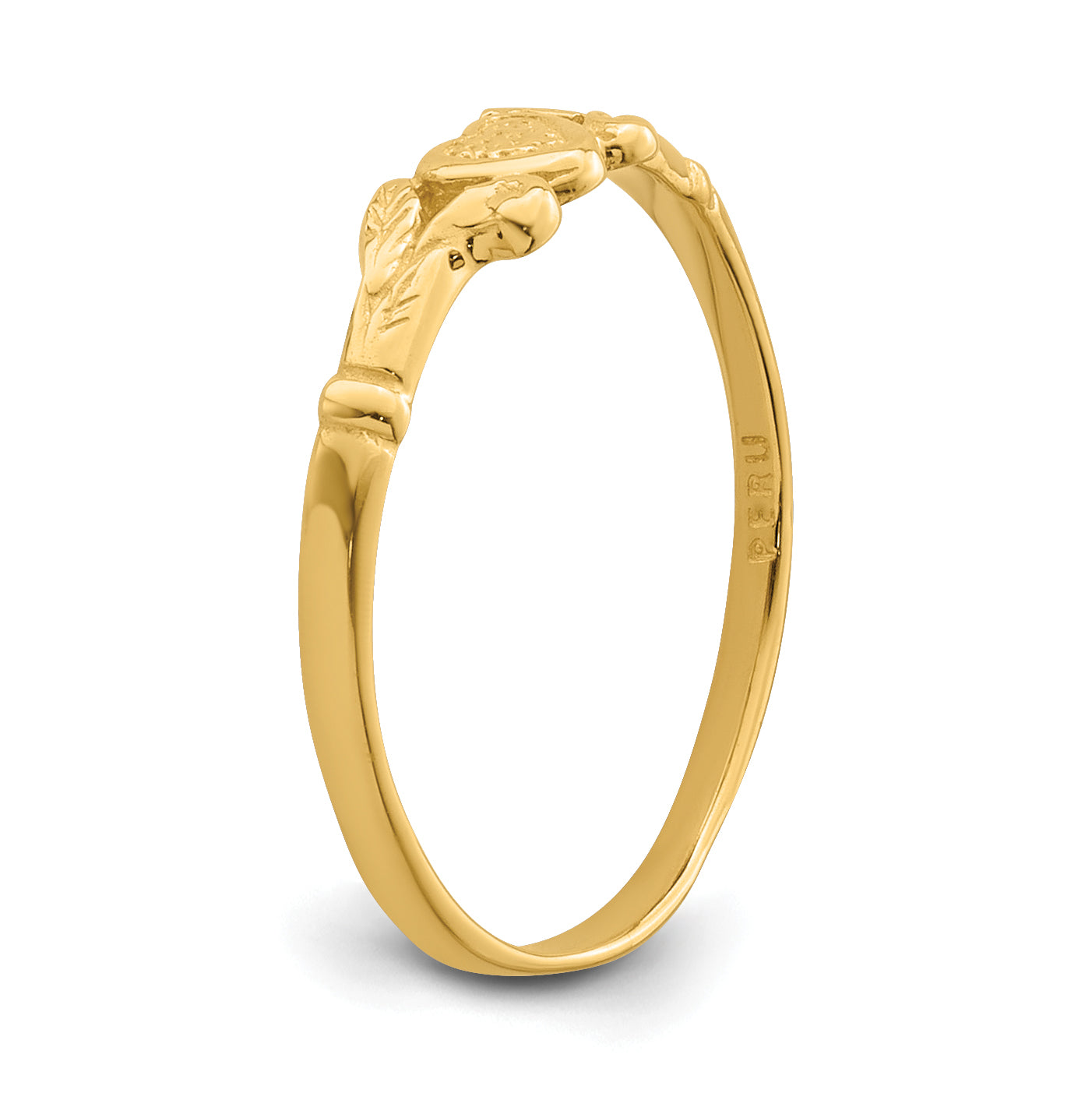 14k Textured Mini Heart Size 1 Baby / Childs Ring K3844