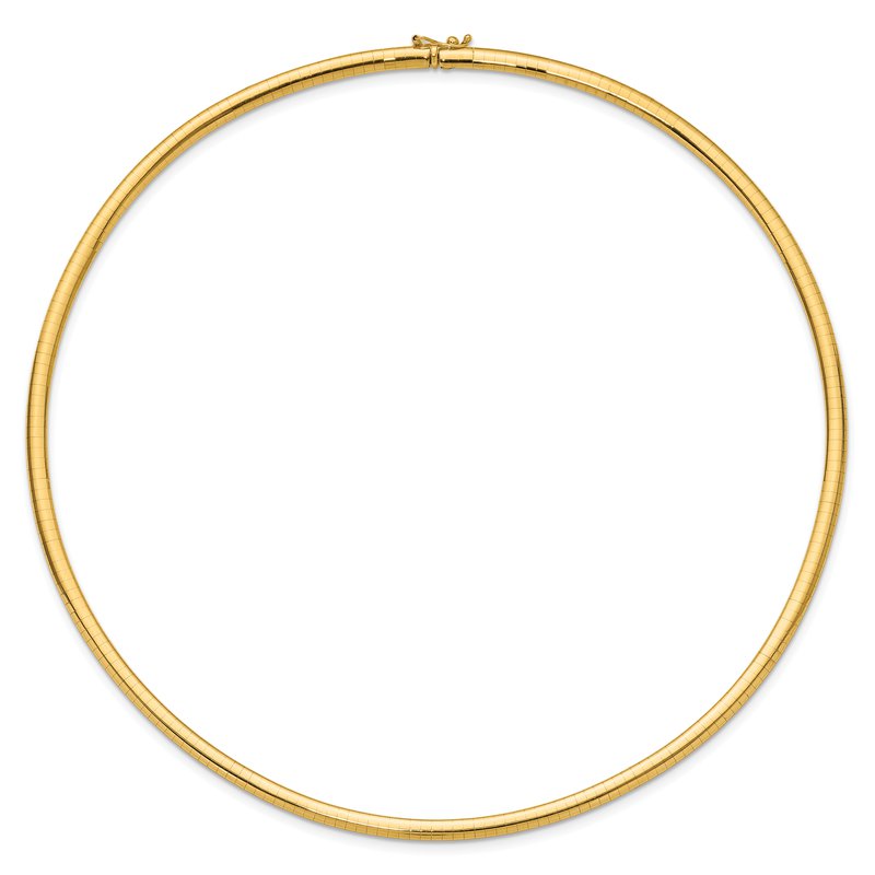 14k Polished 4mm Lightweight 16 inch Domed Omega Necklace ODL4