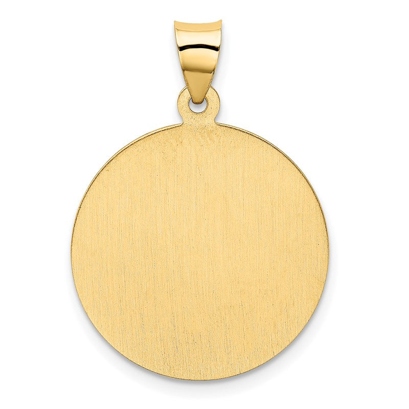 14k Polished and Satin Hollow Saint Christopher Medal Round Pendant REL137
