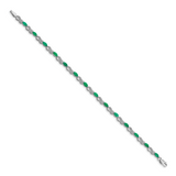 14k White Gold Complete Diamond and Oval Emerald Infinity 7.25 inch Bracelet BM4485