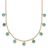 14k Blue Topaz Dangles 16 inch Necklace Plus 2 inch Extender XF2642