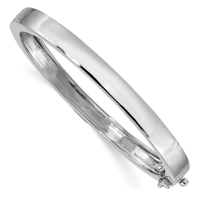14k White Gold 6.3mm Polished Solid Hinged Oval Bangle Bracelet XB260