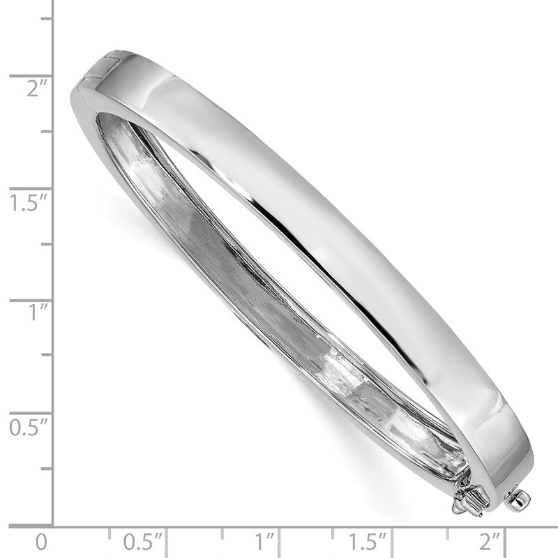 14k White Gold 6.3mm Polished Solid Hinged Oval Bangle Bracelet XB260