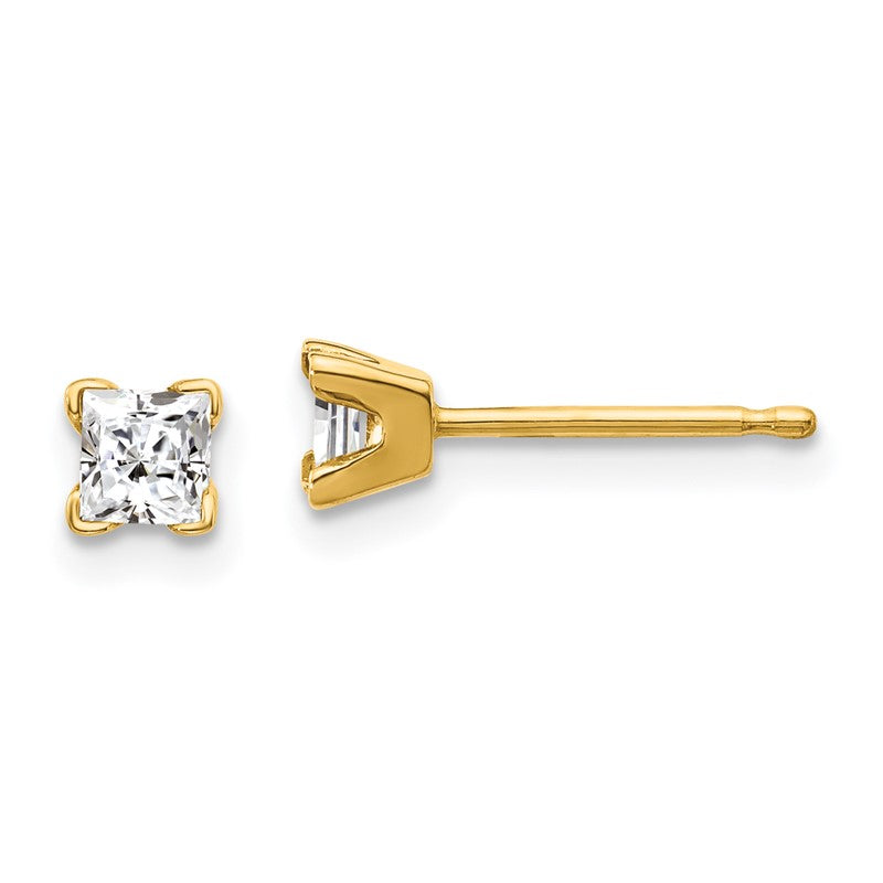 14k AA Quality Complete Princess-cut Diamond Stud Earrings XAP3AA