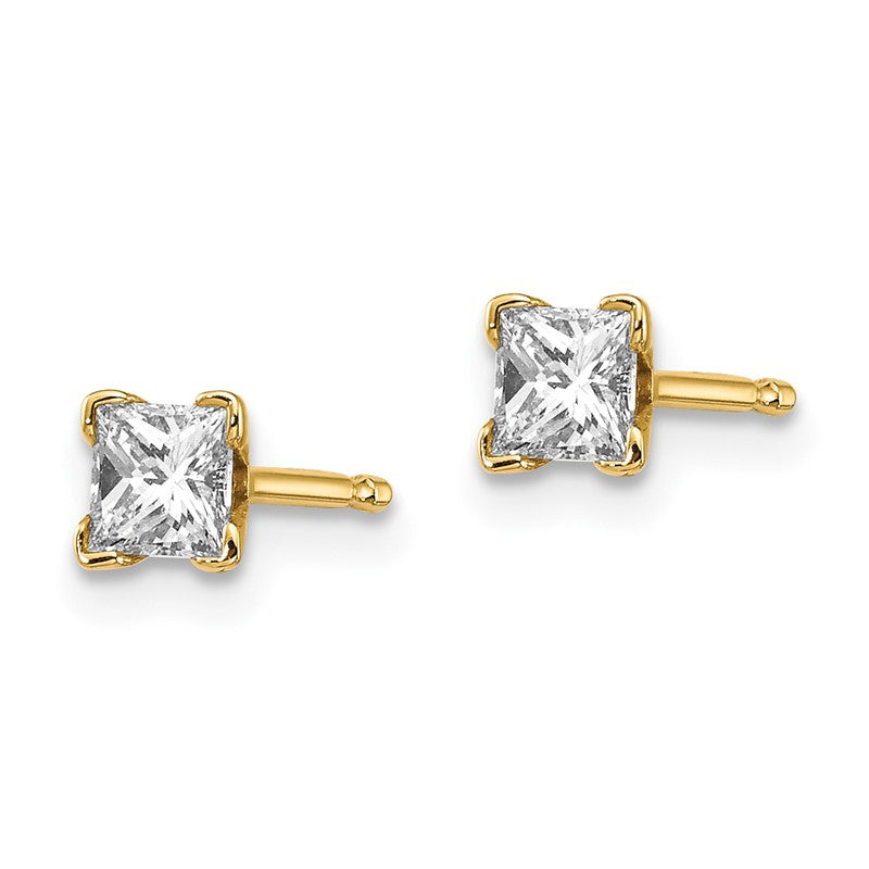 14k AA Quality Complete Princess-cut Diamond Stud Earrings XAP3AA