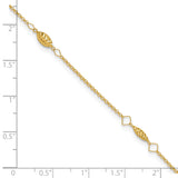 14K Diamond-cut Rice Puff Beads 4-Station 9 inch Plus 1 inch Extender - Total 10 inch Anklet ANK272