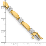 14k Two-tone Complete 2.75 carat Round A Diamond Curved Bar Link 7 inch Tennis Bracelet X2363A