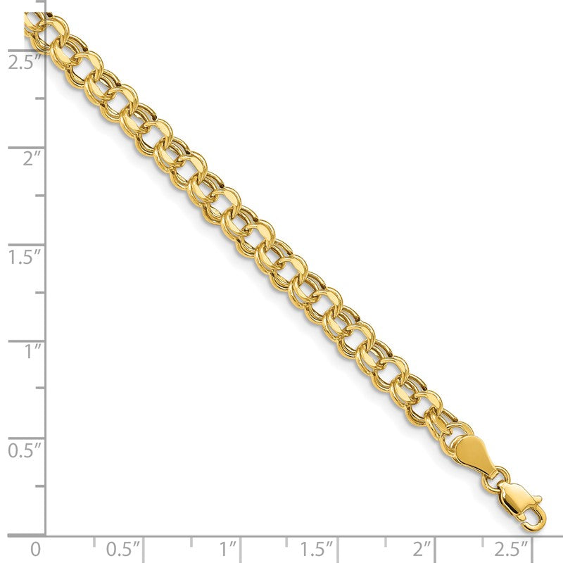 14k 5mm Hollow Double Link 7.25 inch Charm Bracelet SSD1