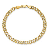 14k 5mm Hollow Double Link 7.25 inch Charm Bracelet SSD1