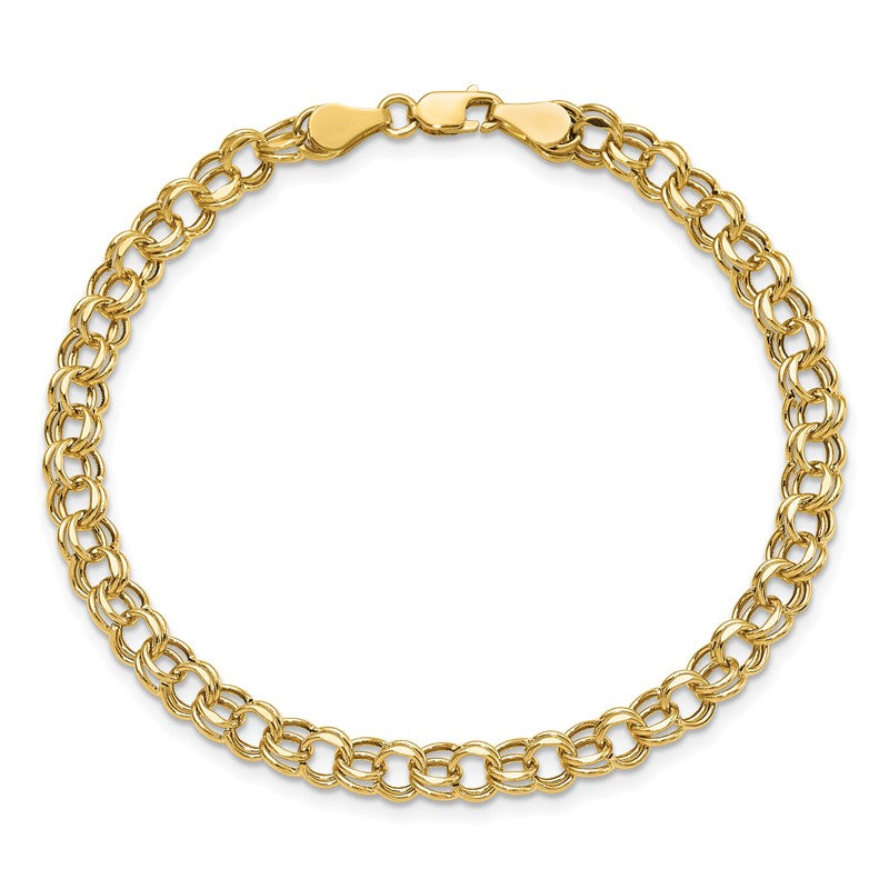 14k 5mm Hollow Double Link 7.25 inch Charm Bracelet SSD1