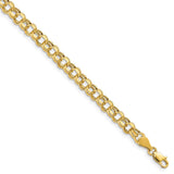 14k 5mm Hollow Double Link 7.25 inch Charm Bracelet SSD1