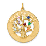 14k Multi-color CZ TREE OF LIFE Pendant A4133
