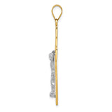 14K Two-Tone Diamond-cut Large Filigree Crucifix Pendant C4394