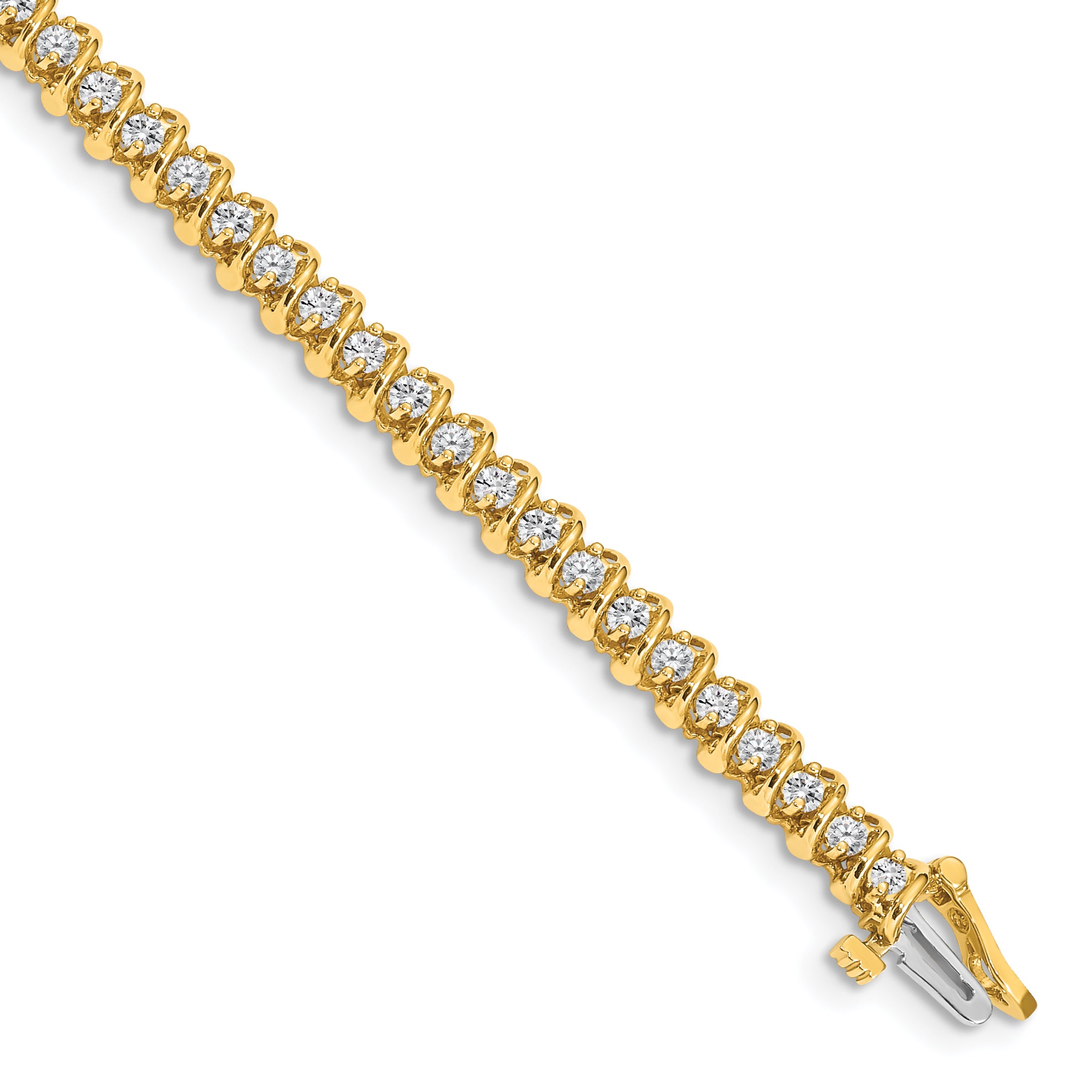 14k Complete 1.4 carat Round AAA Diamond Fancy Spiral 7 inch Tennis Bracelet X2001AAA