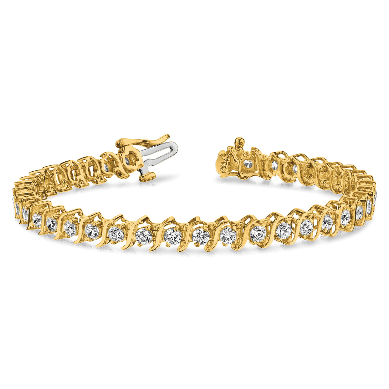 14k Complete 7.19 carat Round VS Diamond 2-prong S-link 7 inch Tennis Bracelet X707VS