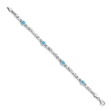 14k White Gold Complete Oval Amethyst Fancy Link 7 inch Bracelet BM4497