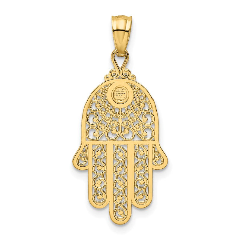 14k Hamsa Hand of God Filigree Pendant XR1398