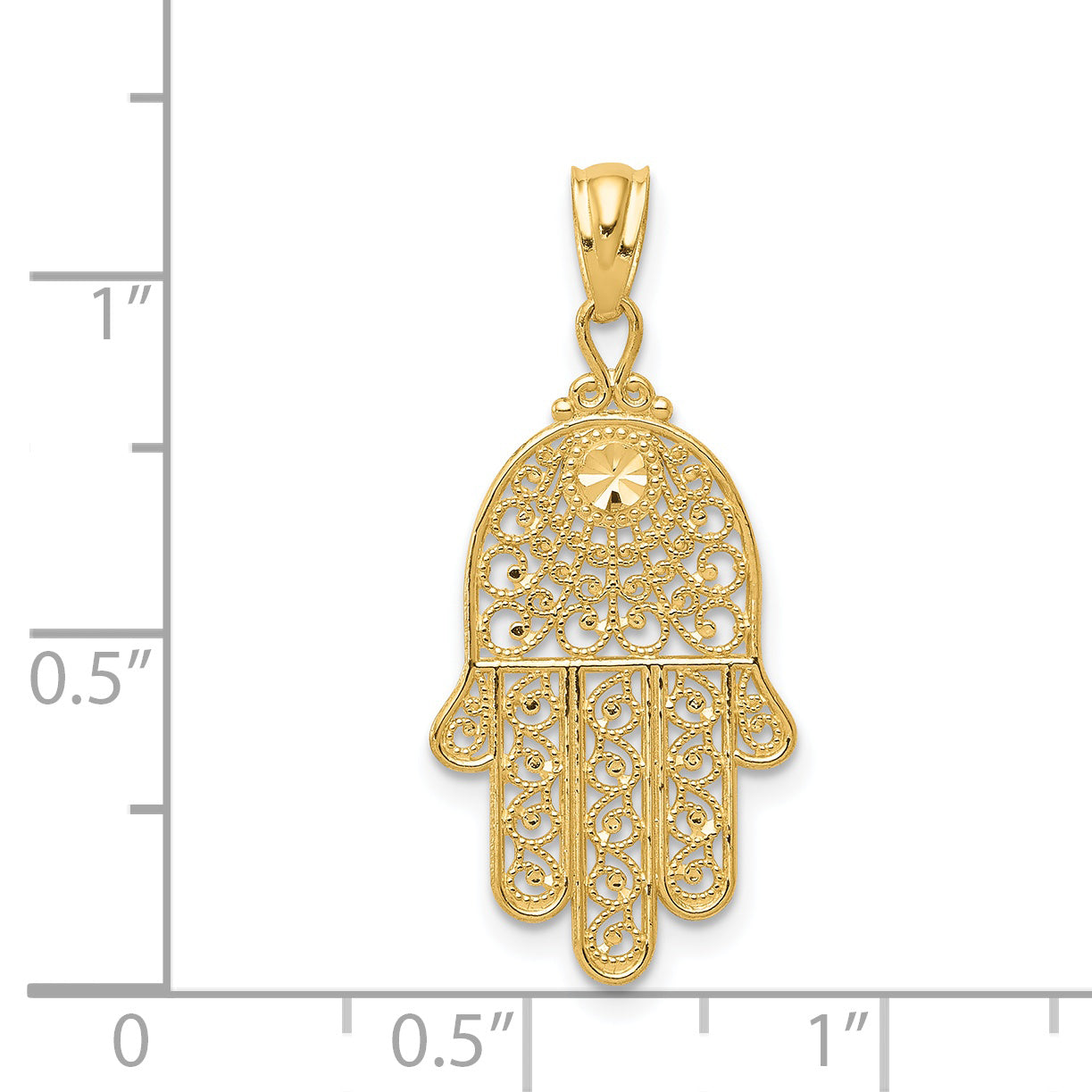 14k Hamsa Hand of God Filigree Pendant XR1398