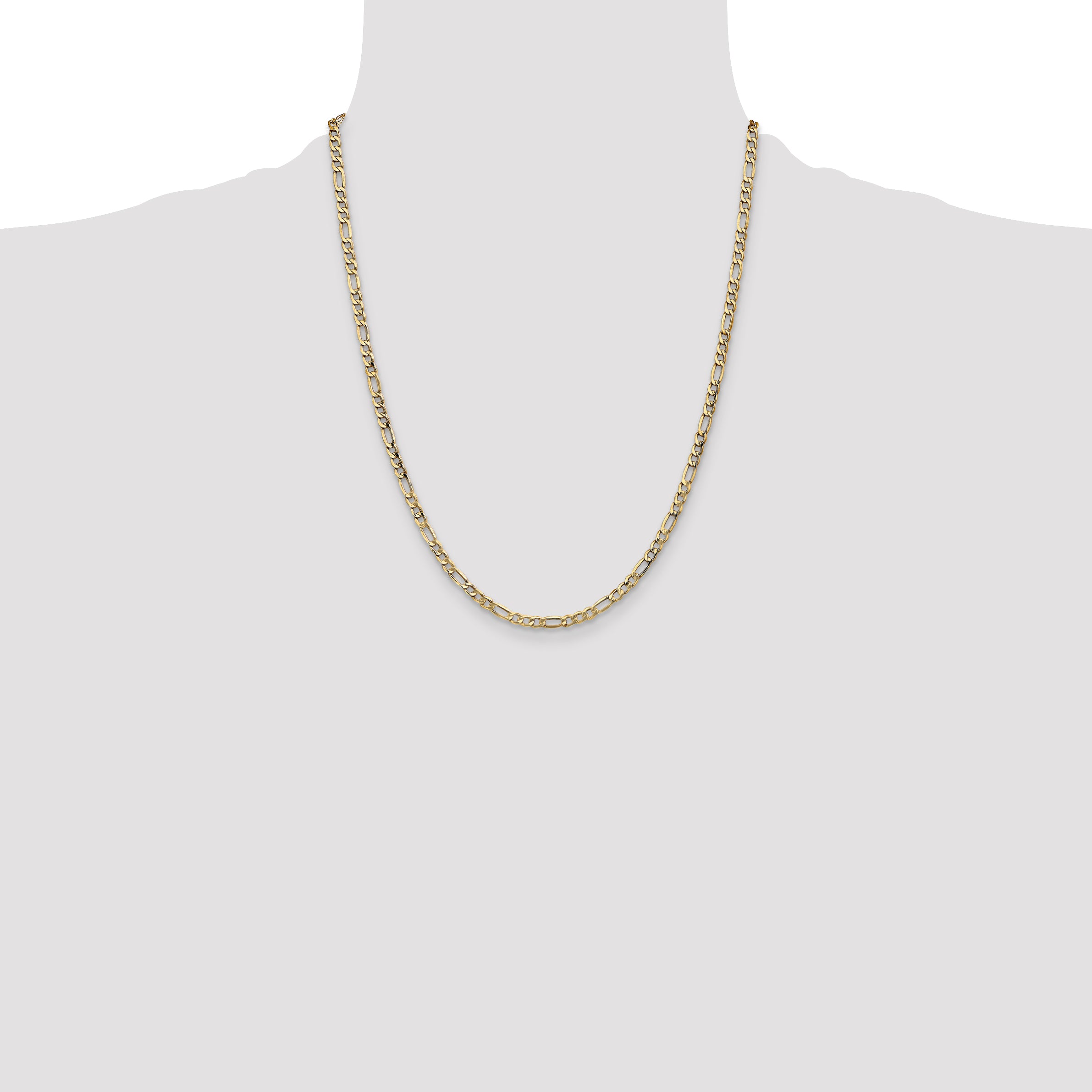 14K 10 inch 3.5mm Semi-Solid Figaro with Lobster Clasp Anklet BC93