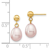 14k 7-8mm Purple Rice Freshwater Cultured Pearl Dangle Post Earrings XF279E