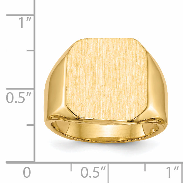 14k 15.0x17.0mm Octagon Closed Back Mens Signet Ring RS334