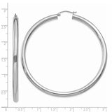 14K White Gold 4x65mm Polished Lightweight Tube Hoop Earrings T866L