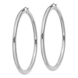 14K White Gold 4x65mm Polished Lightweight Tube Hoop Earrings T866L
