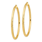 14k 4x70mm Diamond-cut Lightweight Round Tube Hoop Earrings TC1020