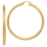 14k 4x70mm Diamond-cut Lightweight Round Tube Hoop Earrings TC1020