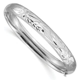 14k 5/16 White Gold Florentine Engraved 8.00mm Hinged Round Bangle Bracelet WFE5/16