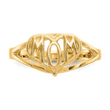 14k Polished MOM in Heart Ring R423