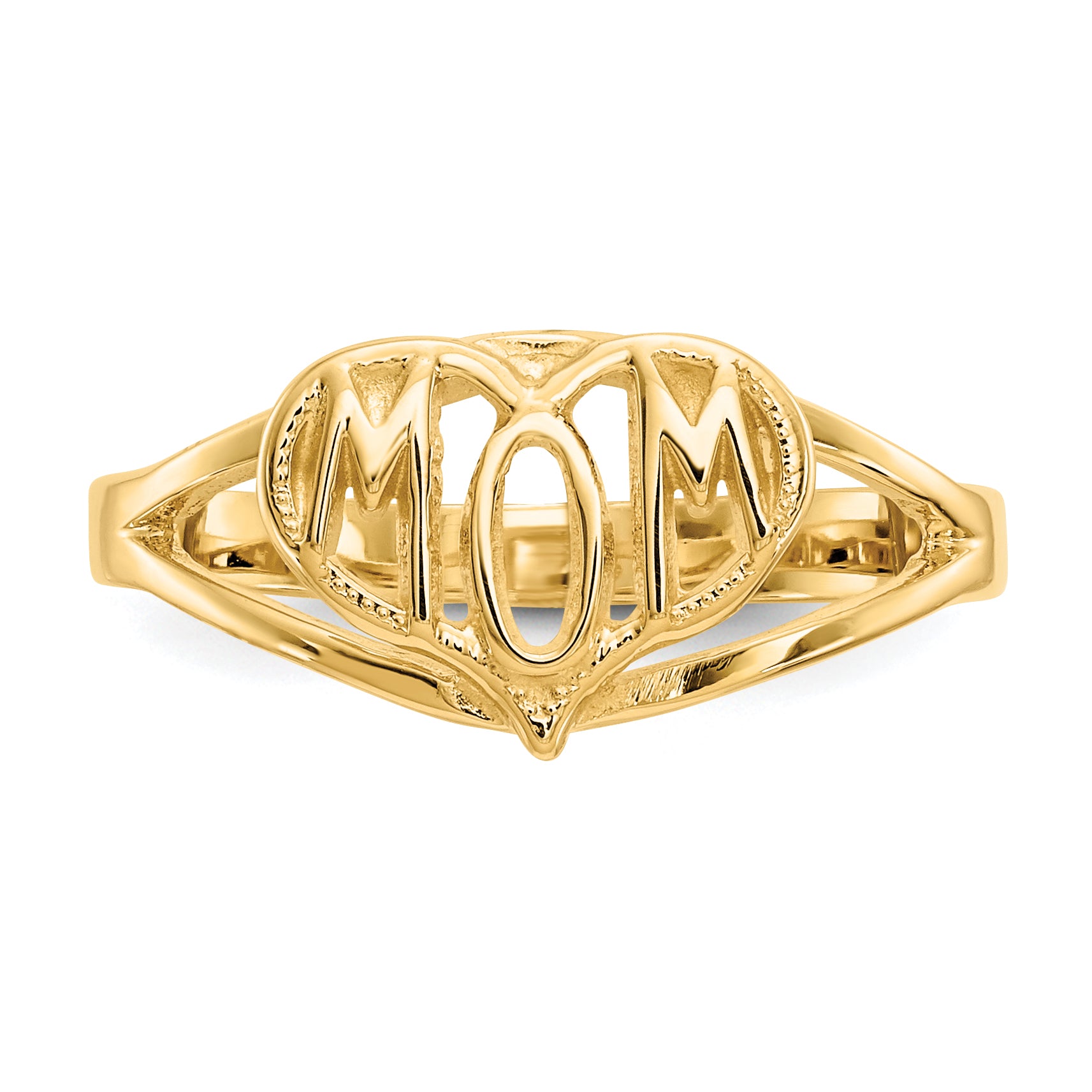 14k Polished MOM in Heart Ring R423