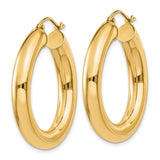 14k 5x30mm Polished Lightweight Tube Hoop Earrings T958L
