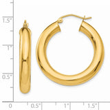 14k 5x30mm Polished Lightweight Tube Hoop Earrings T958L