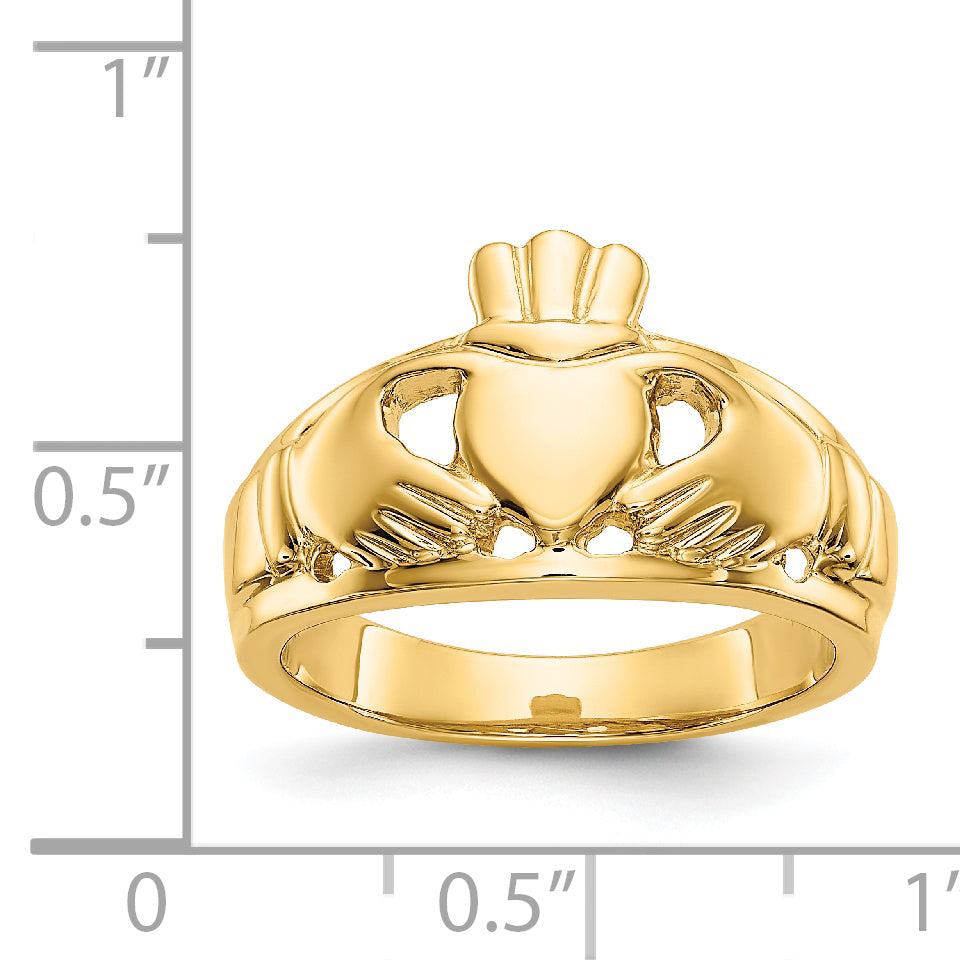 14k Ladies Polished Claddagh Ring D1858