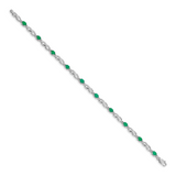 14k White Gold Complete Diamond and Oval Emerald Infinity Link 7.25 inch Bracelet BM4477