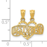 14k Diamond-cut 2-Piece Break-Apart BEST FRIEND Heart Pendant K5882