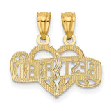 14k Diamond-cut 2-Piece Break-Apart BEST FRIEND Heart Pendant K5882