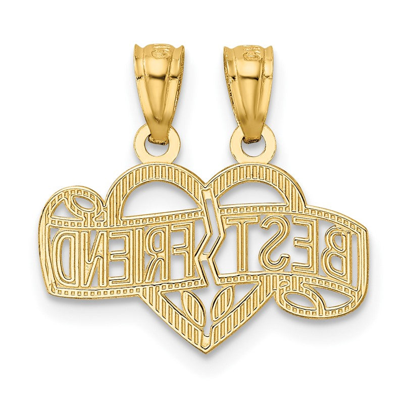 14k Diamond-cut 2-Piece Break-Apart BEST FRIEND Heart Pendant K5882