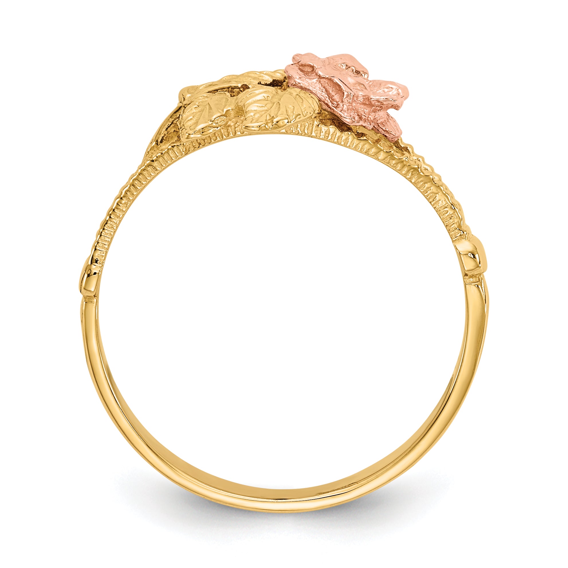 14k Two-tone Diamond-Cut Rose Ring R144