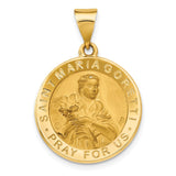 14K Polished and Satin Hollow St. Maria Goretti Medal Round Pendant XR1692