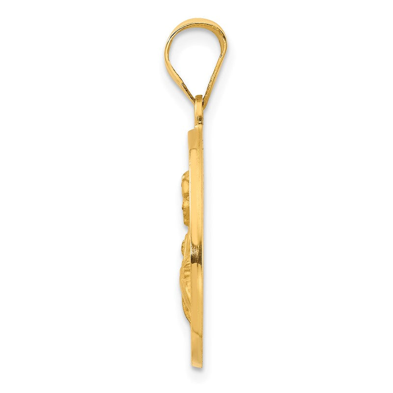 14K Polished and Satin Hollow St. Maria Goretti Medal Round Pendant XR1692