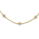 14k White Gold Complete 1/2 carat Diamond Quatrefoil Design 9-Station 18 inch Necklace PM3753
