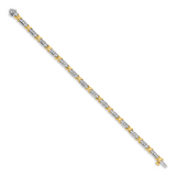 14k Two-tone Polished Complete 1 carat Diamond X-design 6.5in Bracelet BM4618