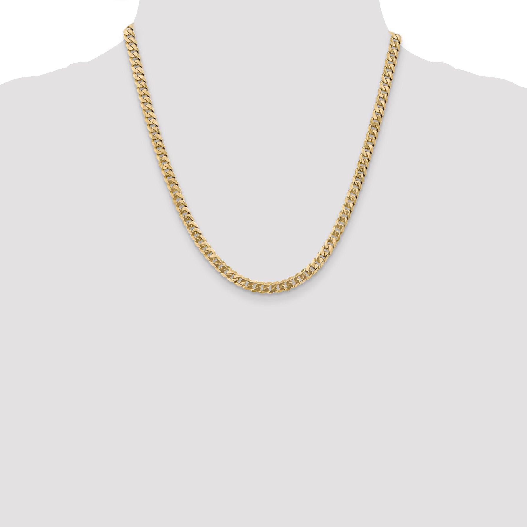 14K 26 inch 5.75mm Flat Beveled Curb with Lobster Clasp Chain FBU140