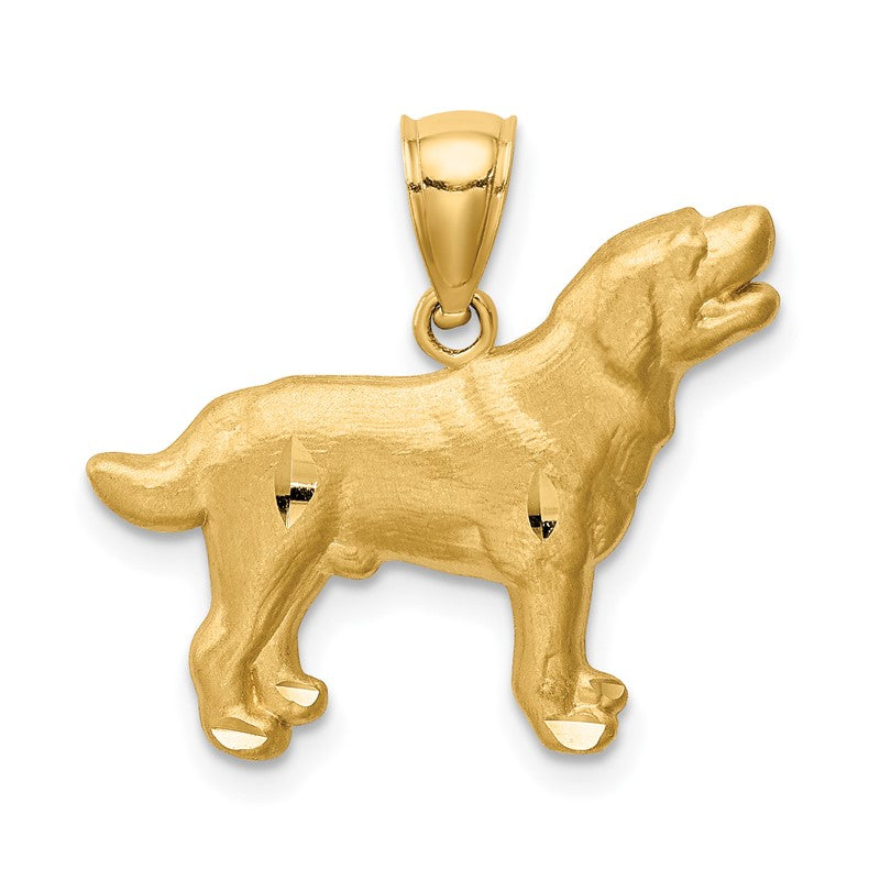 14K Satin Diamond-cut Labrador Retriever Dog Pendant C4736