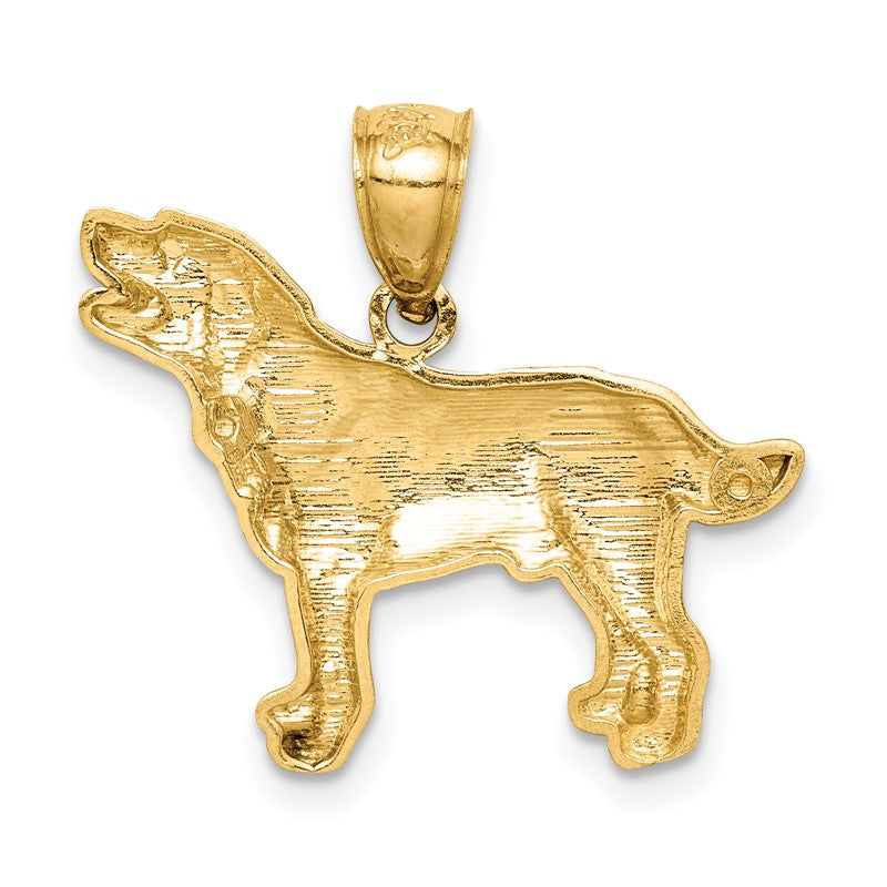14K Satin Diamond-cut Labrador Retriever Dog Pendant C4736